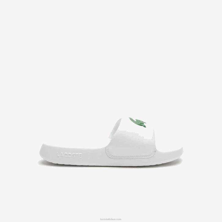 mulheres Lacoste branco/verde 082 slides sintéticos croco 1.0 08D02685
