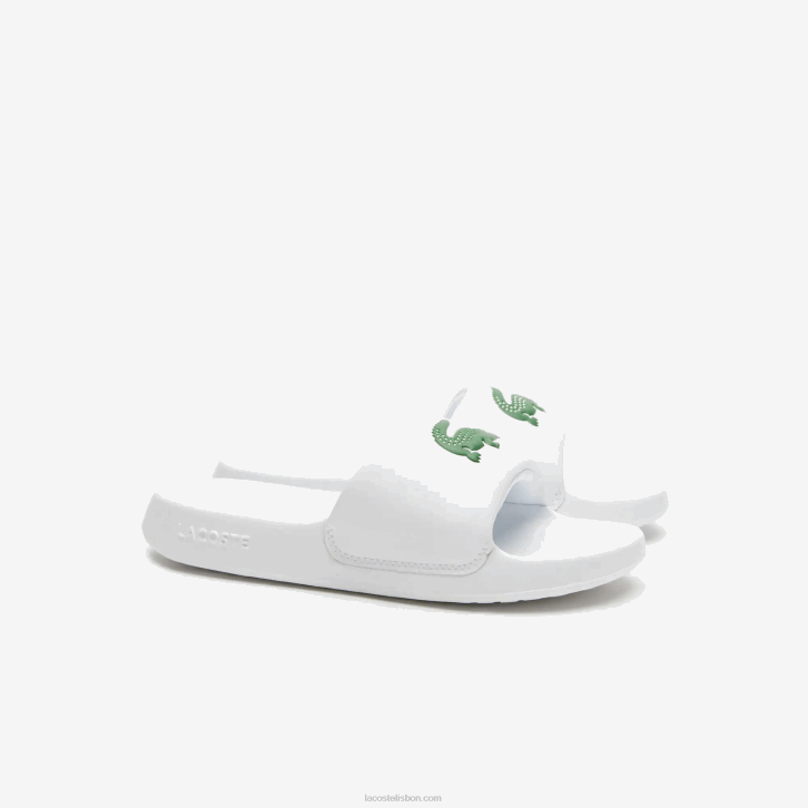 mulheres Lacoste branco/verde 082 slides sintéticos croco 1.0 08D02685