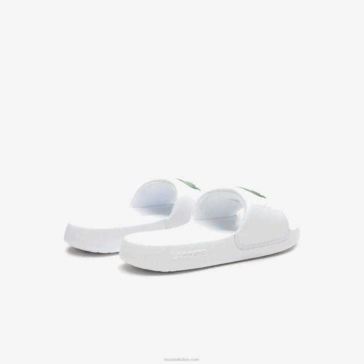mulheres Lacoste branco/verde 082 slides sintéticos croco 1.0 08D02685