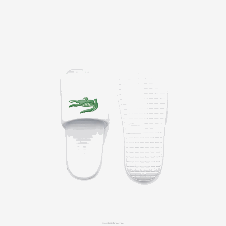 mulheres Lacoste branco/verde 082 slides sintéticos croco 1.0 08D02685