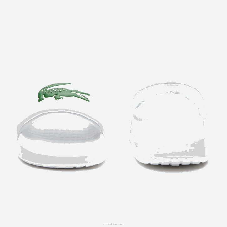 mulheres Lacoste branco/verde 082 slides sintéticos croco 1.0 08D02685