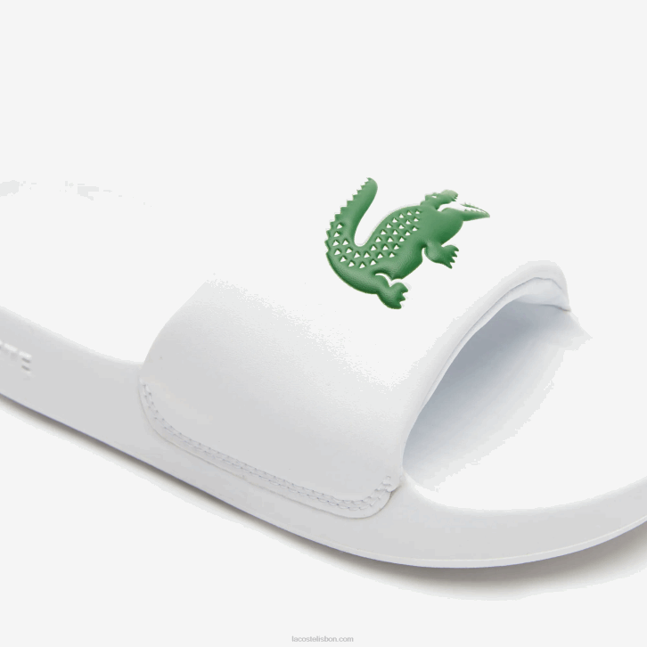 mulheres Lacoste branco/verde 082 slides sintéticos croco 1.0 08D02685