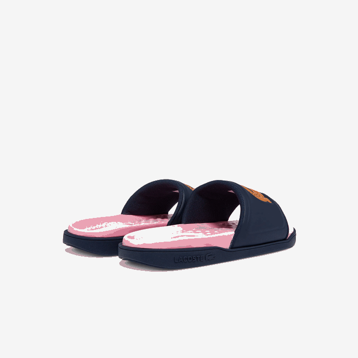mulheres Lacoste marinho e laranja 325 chinelos sintéticos croco dualiste 08D02736