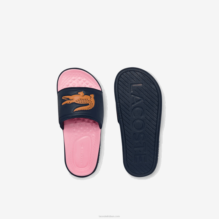 mulheres Lacoste marinho e laranja 325 chinelos sintéticos croco dualiste 08D02736