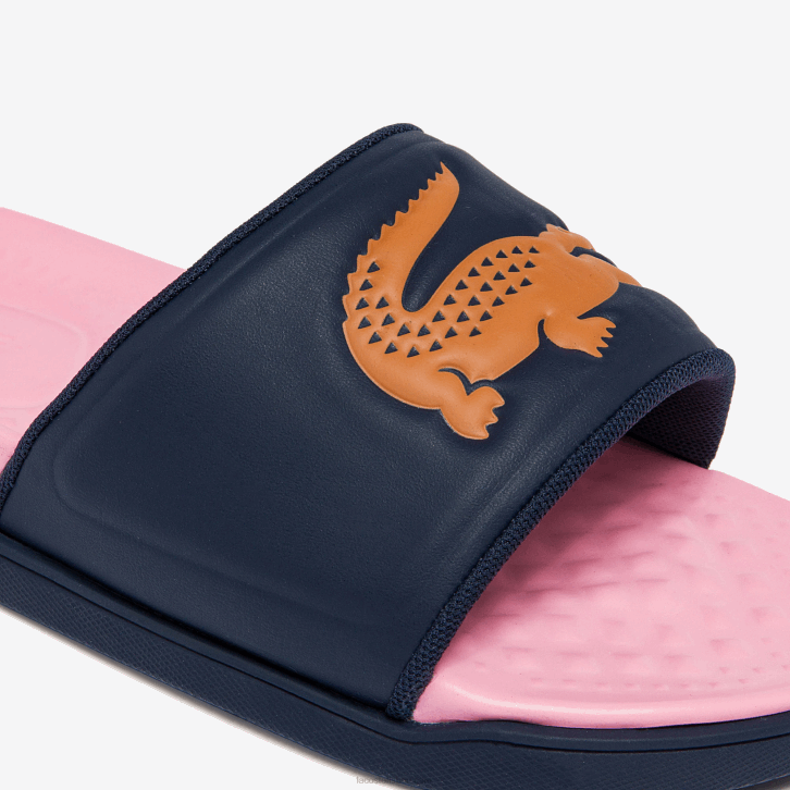 mulheres Lacoste marinho e laranja 325 chinelos sintéticos croco dualiste 08D02736