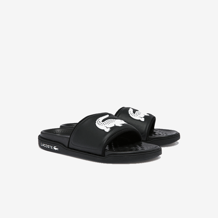 mulheres Lacoste preto e branco 312 slides de alça de logotipo sintético croco dualiste 08D02699