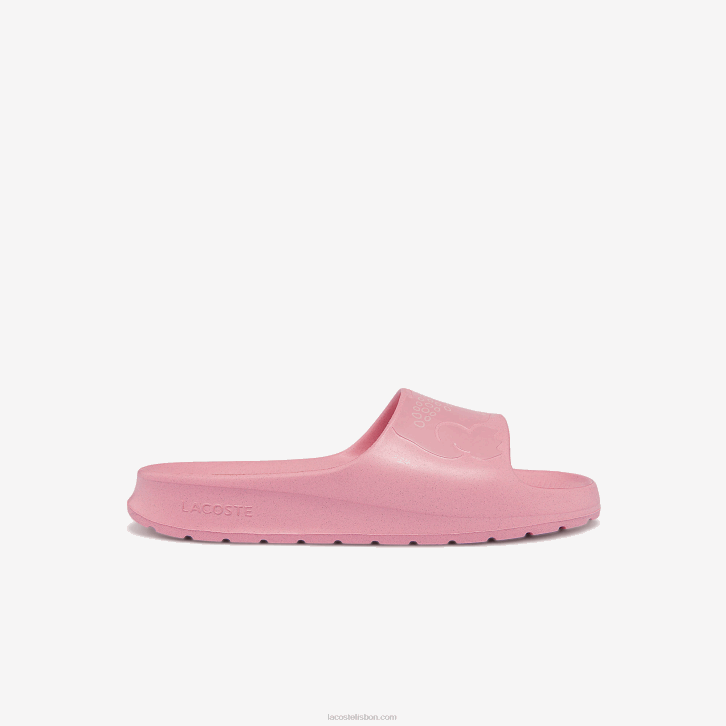 mulheres Lacoste rosa 13c slides de alça de logotipo sintético croco 2.0 08D02733