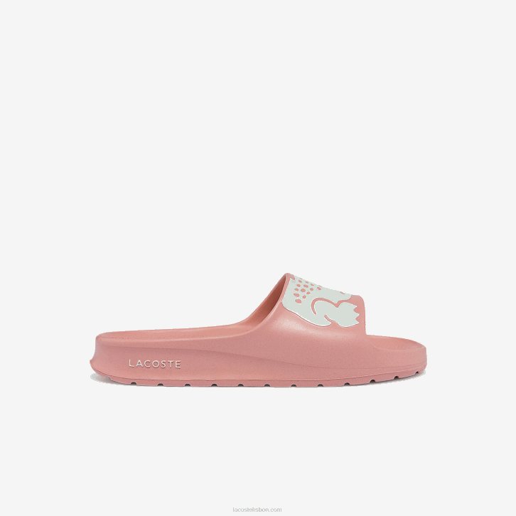 mulheres Lacoste rosa claro e branco 208 slides de impressão sintética croco 2.0 08D02696