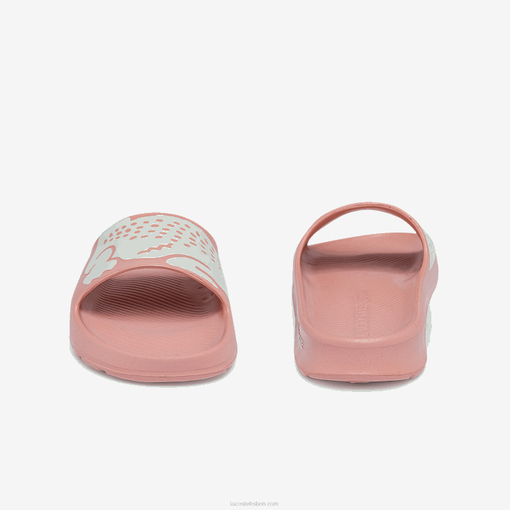 mulheres Lacoste rosa claro e branco 208 slides de impressão sintética croco 2.0 08D02696