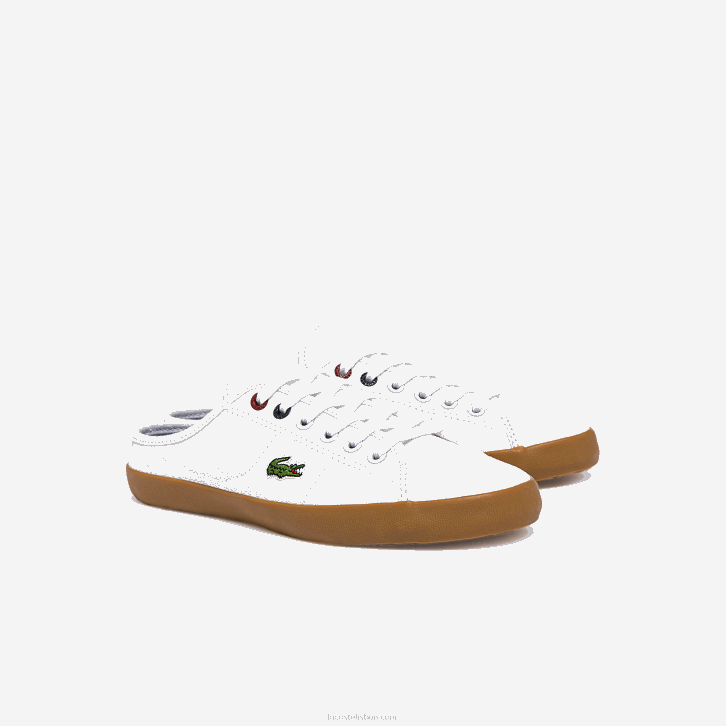 mulheres Lacoste branco e chiclete y37 tênis de lona ziane mule 08D02732
