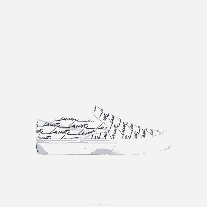mulheres Lacoste branco e off white 65t salto saque impresso em tela slip on 08D02707