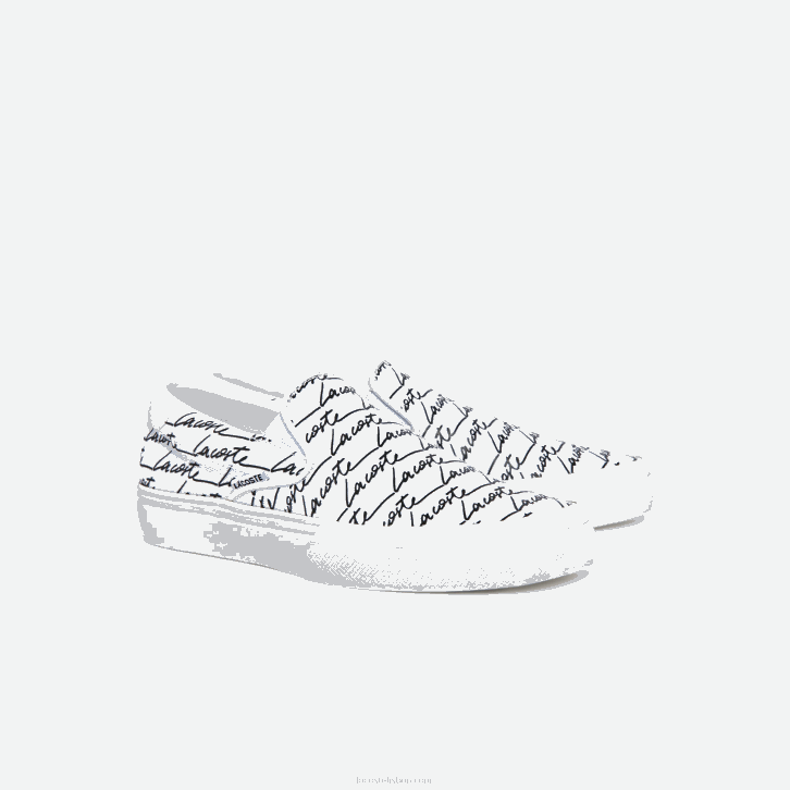mulheres Lacoste branco e off white 65t salto saque impresso em tela slip on 08D02707