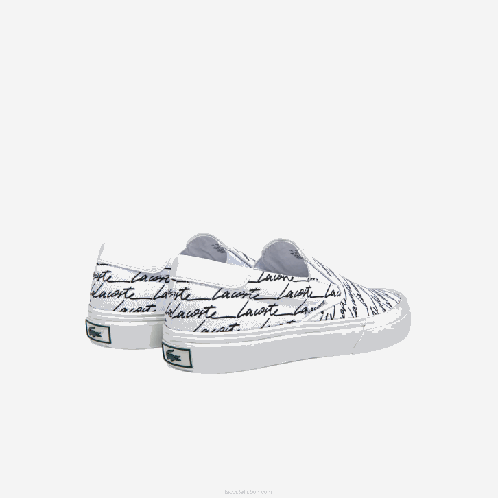 mulheres Lacoste branco e off white 65t salto saque impresso em tela slip on 08D02707
