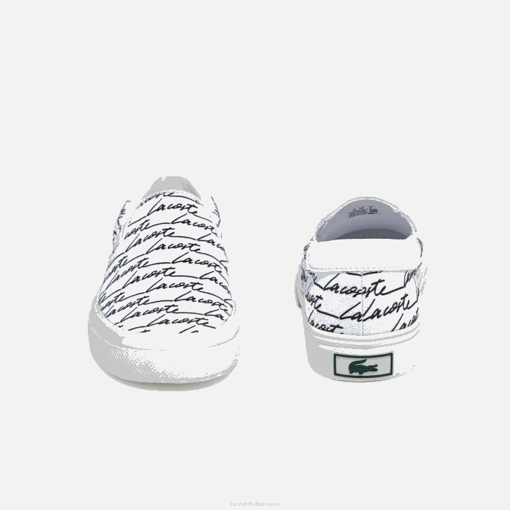 mulheres Lacoste branco e off white 65t salto saque impresso em tela slip on 08D02707