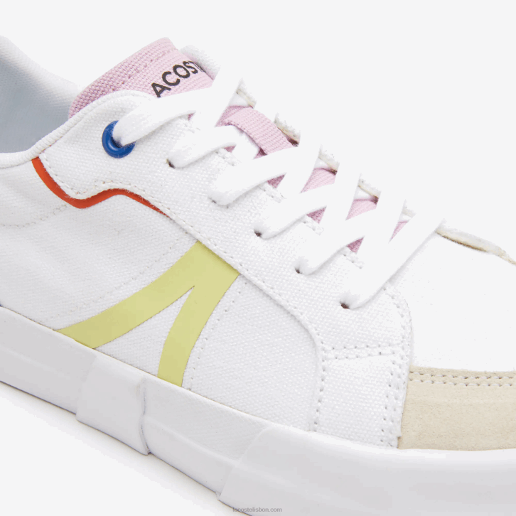 mulheres Lacoste off white e rosa 06c tênis coloridos l004 texteis 08D02730
