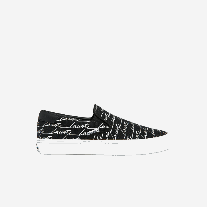 mulheres Lacoste preto e off white 454 impressão em tela de serviço de salto deslizar 08D02705