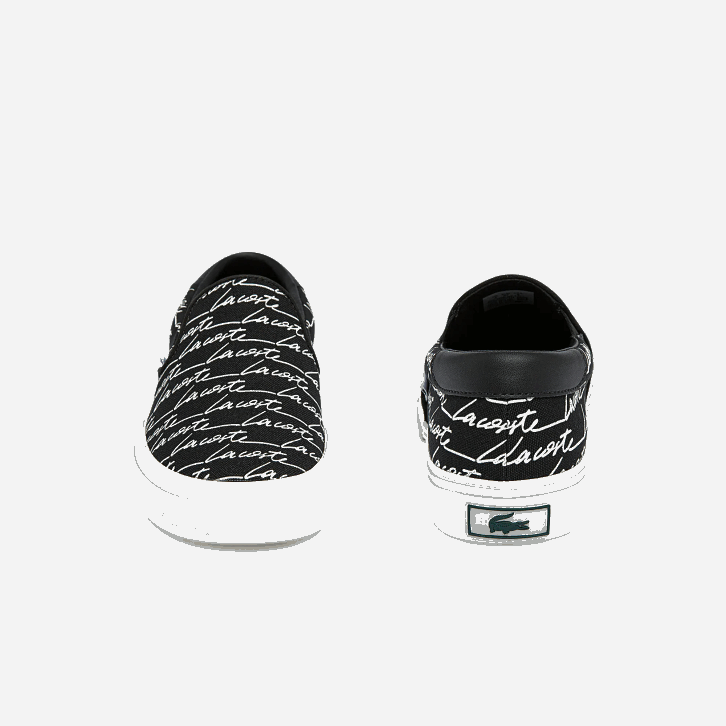 mulheres Lacoste preto e off white 454 impressão em tela de serviço de salto deslizar 08D02705