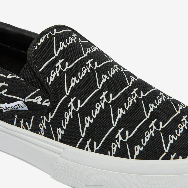 mulheres Lacoste preto e off white 454 impressão em tela de serviço de salto deslizar 08D02705