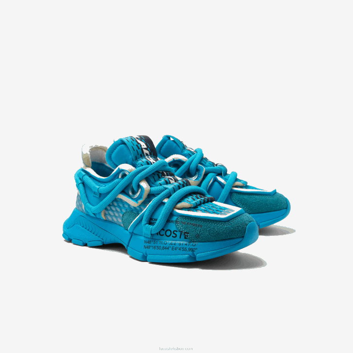mulheres Lacoste azul 11c tênis l003 active para passarela têxtil 08D02691