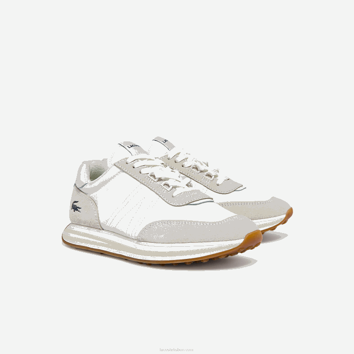 mulheres Lacoste branco 21g tênis l-spin com detalhes em dourado 08D02744