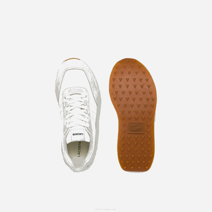 mulheres Lacoste branco 21g tênis l-spin com detalhes em dourado 08D02744
