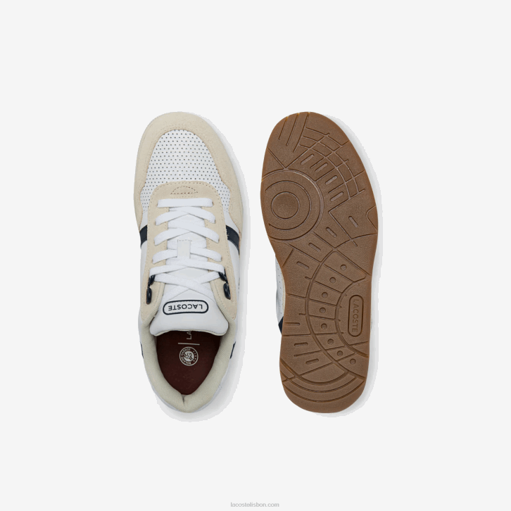 mulheres Lacoste branco e marinho 042 tênis roland garros com clipe em t 08D02747