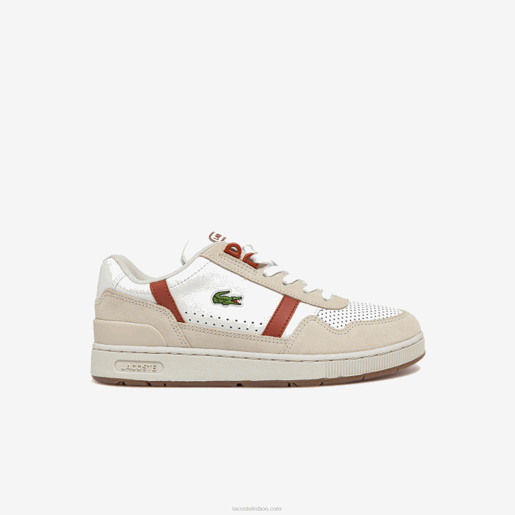 mulheres Lacoste branco e marrom 385 tênis roland garros com clipe em t 08D02746
