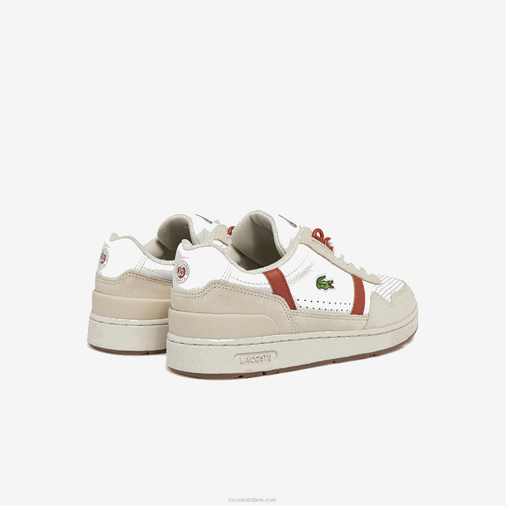 mulheres Lacoste branco e marrom 385 tênis roland garros com clipe em t 08D02746