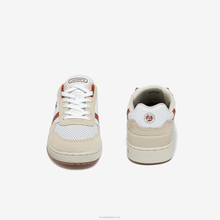 mulheres Lacoste branco e marrom 385 tênis roland garros com clipe em t 08D02746