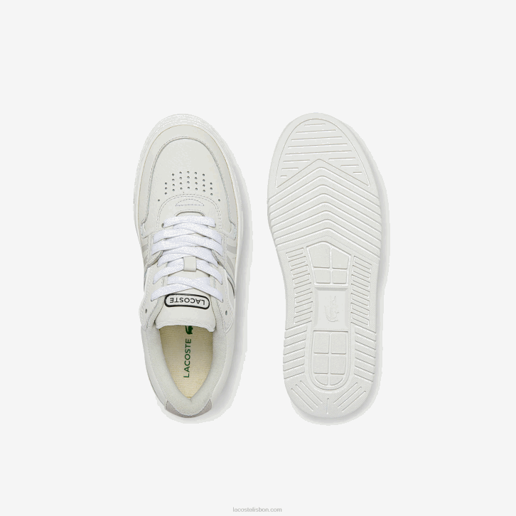 mulheres Lacoste branco e off white 65t l001 tênis de couro 08D02720