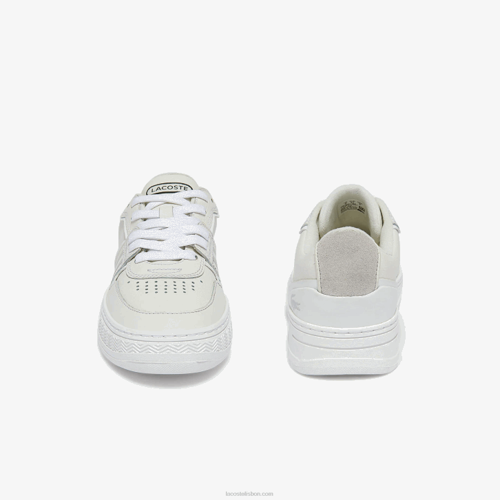 mulheres Lacoste branco e off white 65t l001 tênis de couro 08D02720