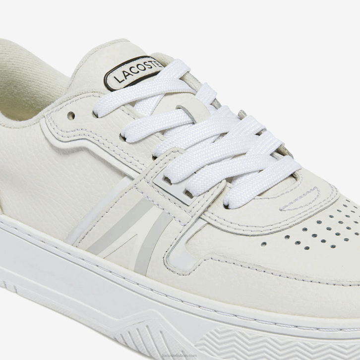 mulheres Lacoste branco e off white 65t l001 tênis de couro 08D02720