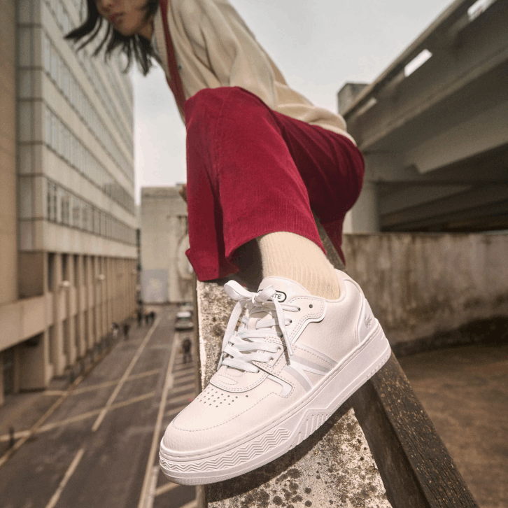 mulheres Lacoste branco e off white 65t l001 tênis de couro 08D02720