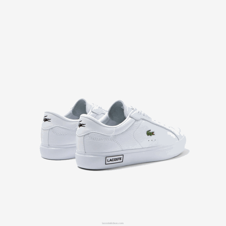 mulheres Lacoste branco e preto 147 tênis com detalhes em couro powercourt 08D02683