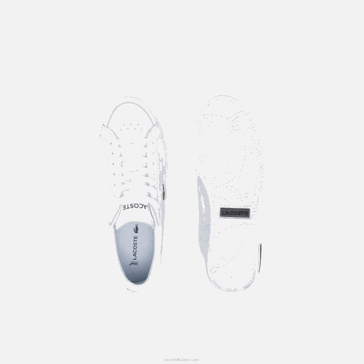 mulheres Lacoste branco e preto 147 tênis com detalhes em couro powercourt 08D02683