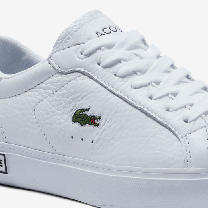 mulheres Lacoste branco e preto 147 tênis com detalhes em couro powercourt 08D02683