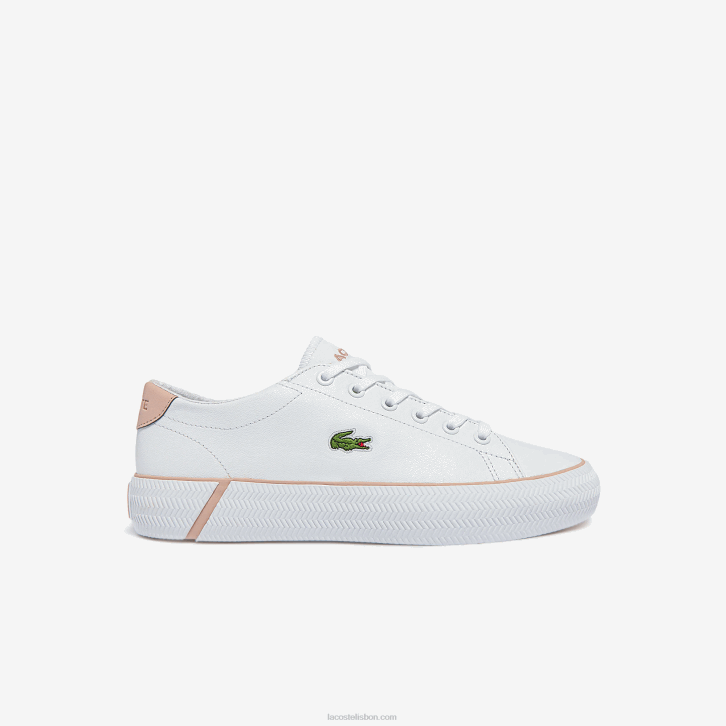mulheres Lacoste branco e rosa claro 1a9 tênis gripshot bl couro e sintético 08D02695