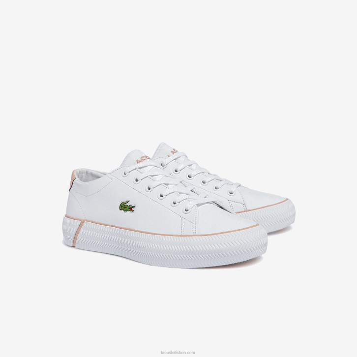 mulheres Lacoste branco e rosa claro 1a9 tênis gripshot bl couro e sintético 08D02695