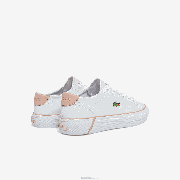 mulheres Lacoste branco e rosa claro 1a9 tênis gripshot bl couro e sintético 08D02695