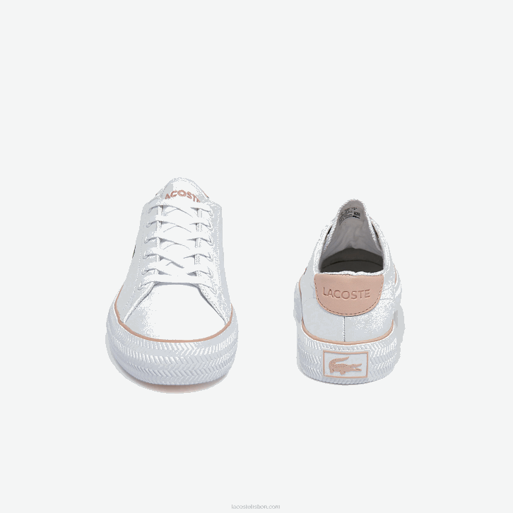 mulheres Lacoste branco e rosa claro 1a9 tênis gripshot bl couro e sintético 08D02695