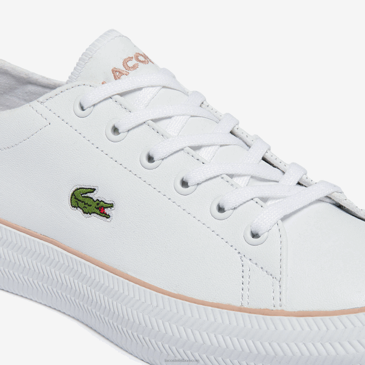mulheres Lacoste branco e rosa claro 1a9 tênis gripshot bl couro e sintético 08D02695