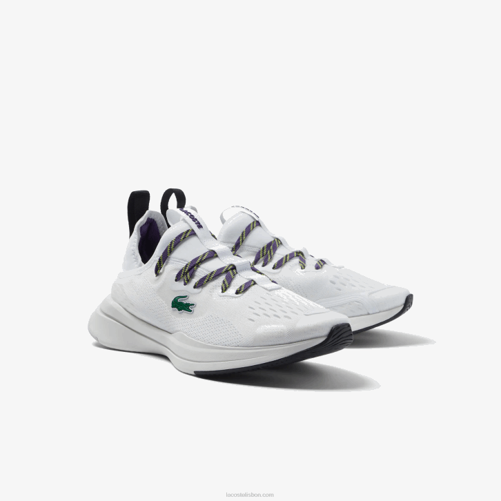 mulheres Lacoste branco e roxo z54 tênis têxtil run spin comfort 08D02751