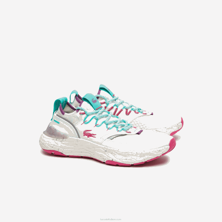 mulheres Lacoste branco e vermelho 286 sapatilhas sintéticas e têxteis re-comfort 08D02739