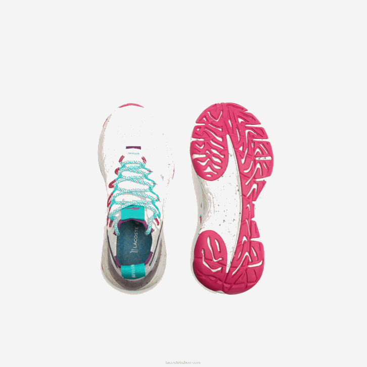 mulheres Lacoste branco e vermelho 286 sapatilhas sintéticas e têxteis re-comfort 08D02739