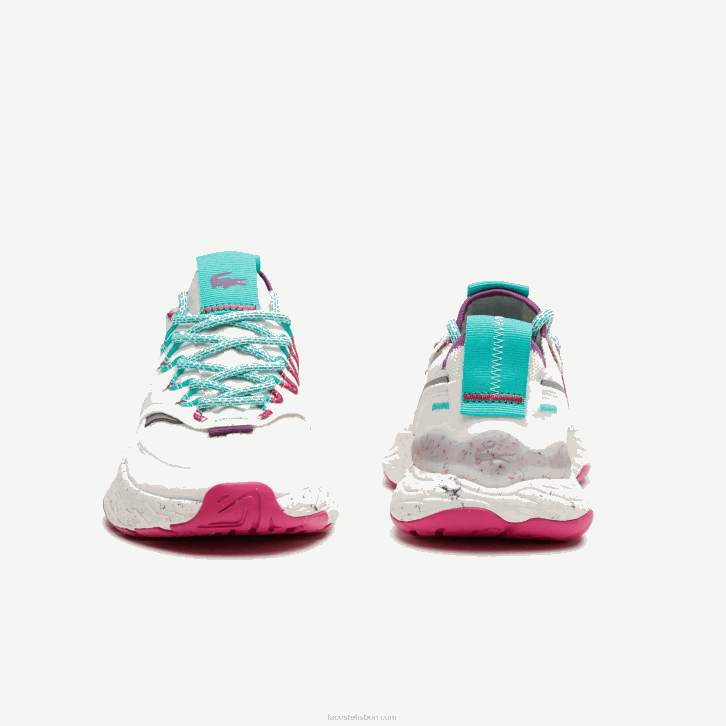 mulheres Lacoste branco e vermelho 286 sapatilhas sintéticas e têxteis re-comfort 08D02739