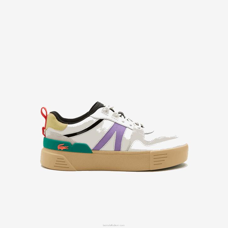 mulheres Lacoste branco/verde 082 l002 tênis color pop de couro e camurça 08D02741