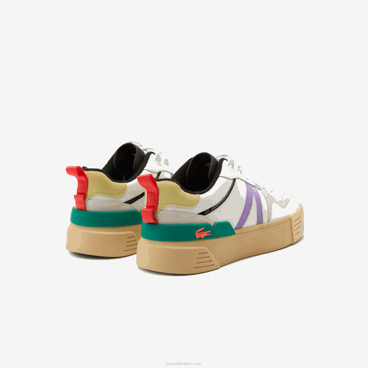 mulheres Lacoste branco/verde 082 l002 tênis color pop de couro e camurça 08D02741