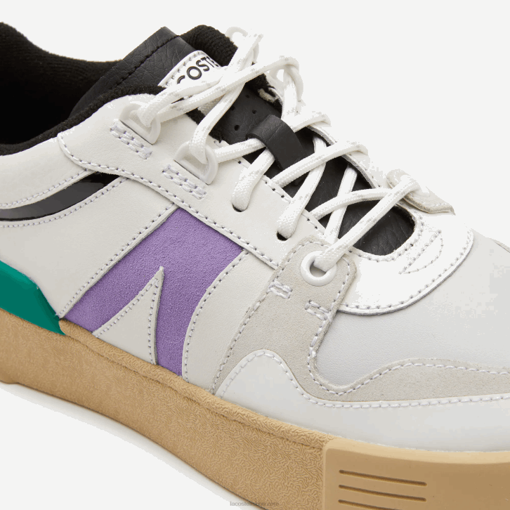 mulheres Lacoste branco/verde 082 l002 tênis color pop de couro e camurça 08D02741