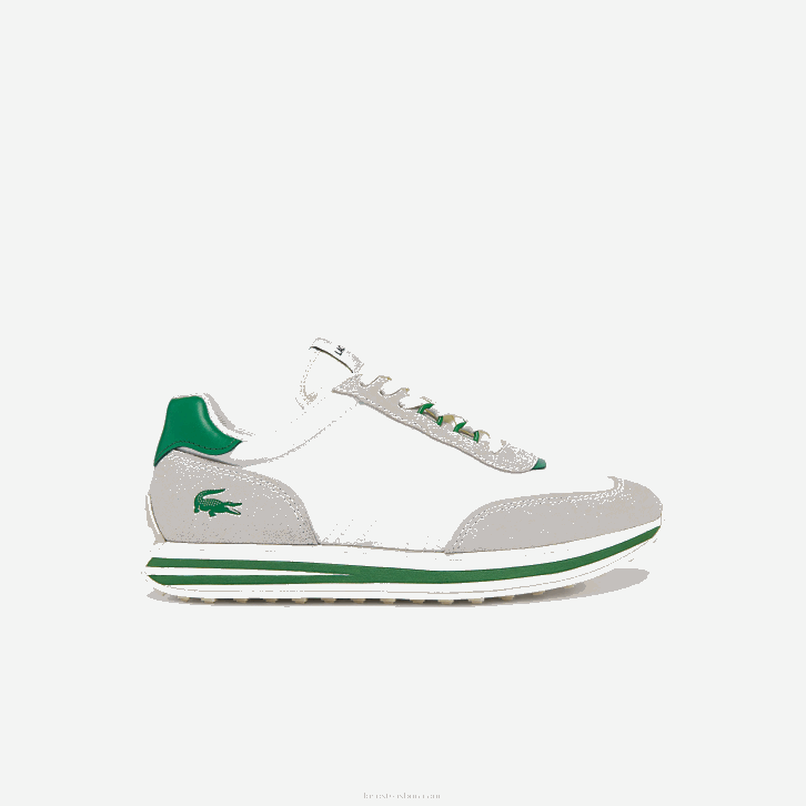 mulheres Lacoste branco/verde 082 tênis l-spin com detalhes em dourado 08D02743