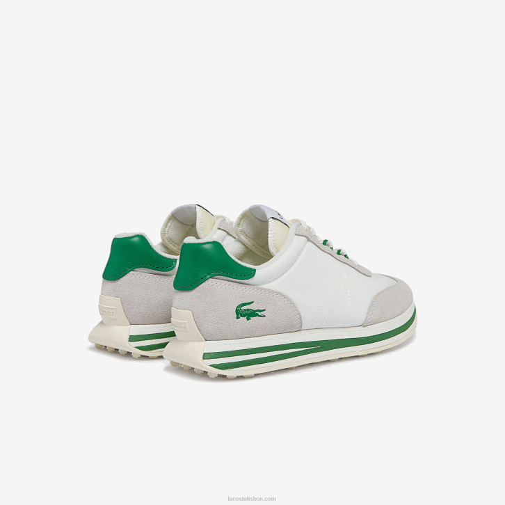 mulheres Lacoste branco/verde 082 tênis l-spin com detalhes em dourado 08D02743